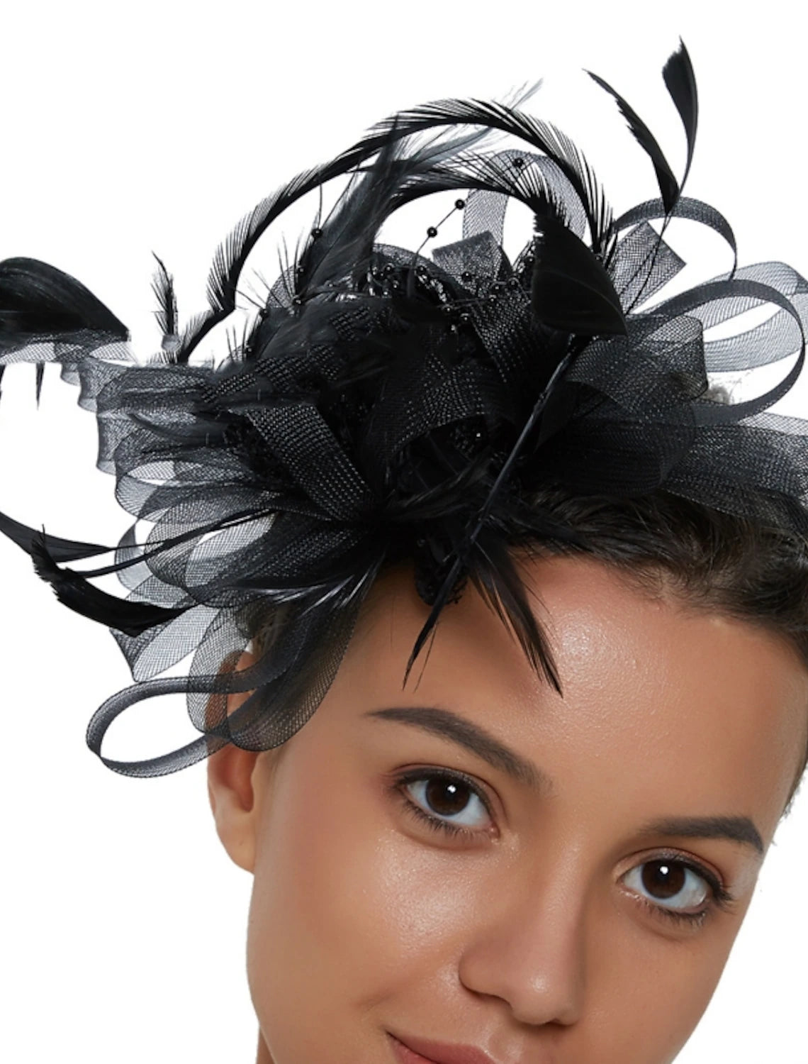 Wholesale Fascinators Tulle Kentucky Derby Horse Race Cocktail Royal Astcot Retro Elegant With Feather Headpiece Headwear